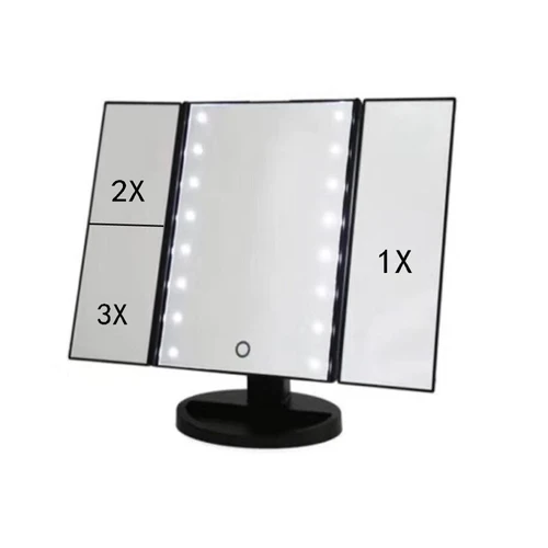 מראה לאיפור נפתחת כולל תאורת LED