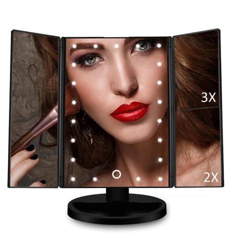 מראה לאיפור נפתחת כולל תאורת LED