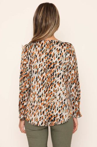 חולצת בל סאטן הדפס עיגולים