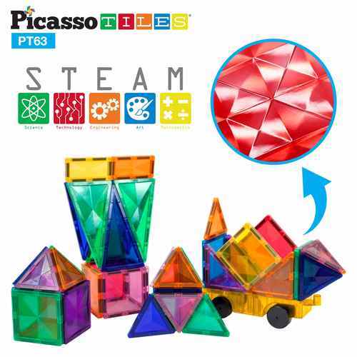 מגנטים להרכבה + ערכת מכונית 63 חלקים - Picasso