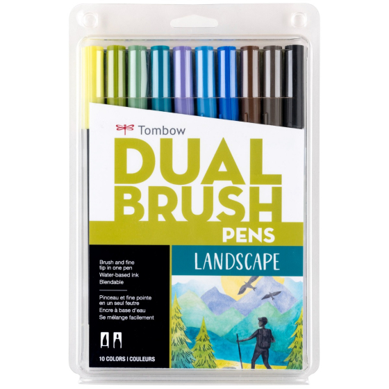 סט 10 טושי מכחול DUAL BRUSH PENS ( landscape)