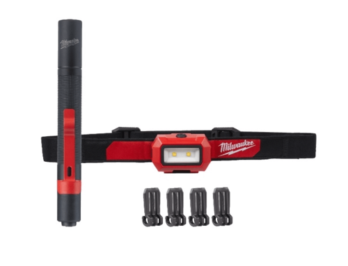 זוג פנסי לד אלקליין ראש+עט Milwaukee HL2PL LED