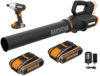 מפוח עלים + מברגת אימפקט כולל 2 סוללות 2AH מבית WORX