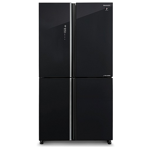 מקרר 4 דלתות זכוכית שחורה מבית SHARP שארפ דגם SJ-8590BK