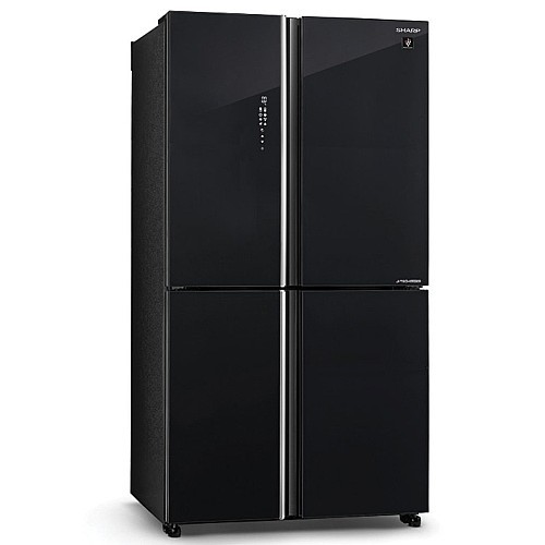 מקרר 4 דלתות זכוכית שחורה מבית SHARP שארפ דגם SJ-8590BK