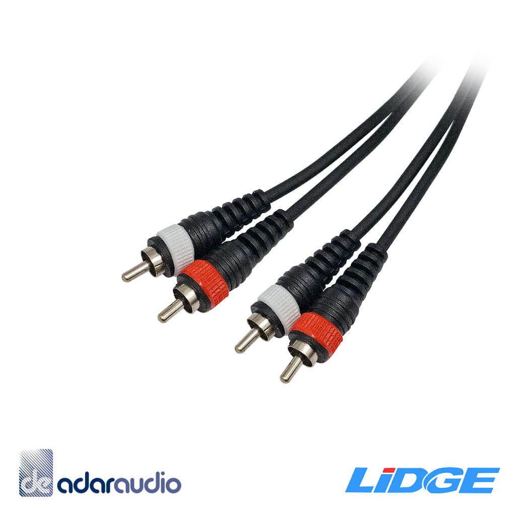 כבל סטריאו מקצועי - 1.8 מטר - זכר RCA L/R זכר ל- RCA L/R