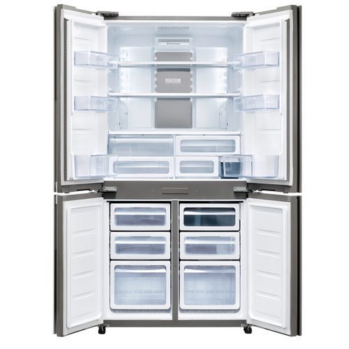 מקרר 4 דלתות מקפיא תחתון – 610 ליטר Sharp שארפ SJ-9170-SL נירוסטה כולל ICE MAKER