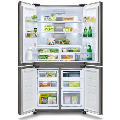 מקרר 4 דלתות מקפיא תחתון – 610 ליטר Sharp שארפ SJ-9170-SL נירוסטה כולל ICE MAKER