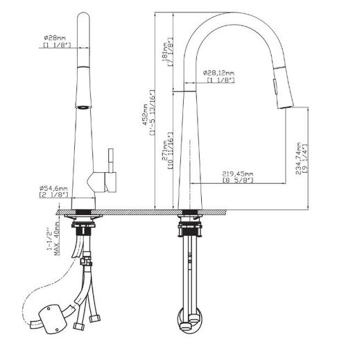 ברז מטבח Touch נשלף RIVER TOMK25