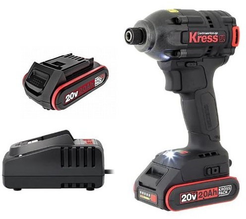 מברגת אימפקט 20V נטענת + 2 סוללות 2AH מבית KRESS