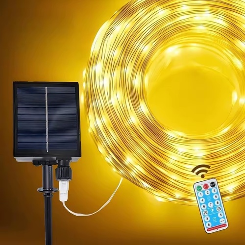 שרשרת סולארית 100 לדים עם שלט אלחוטי וחיבור USB
