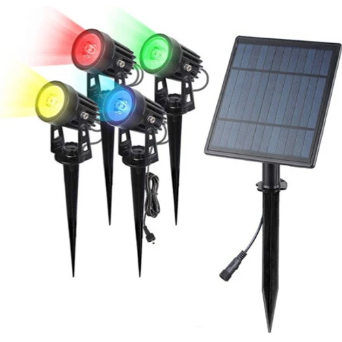 4 דוקרנים סולאריים לגינה דגם עמית גוון הארה RGB