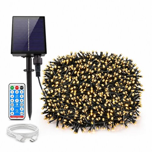 שרשרת סולארית 200 לד + חיבור USB ושלט אלחוטי