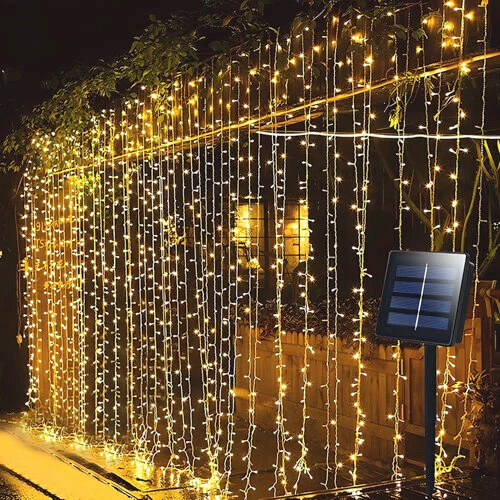 וילון לדים סולארי 300 לדים גודל 3x3 מ' עם טעינת USB