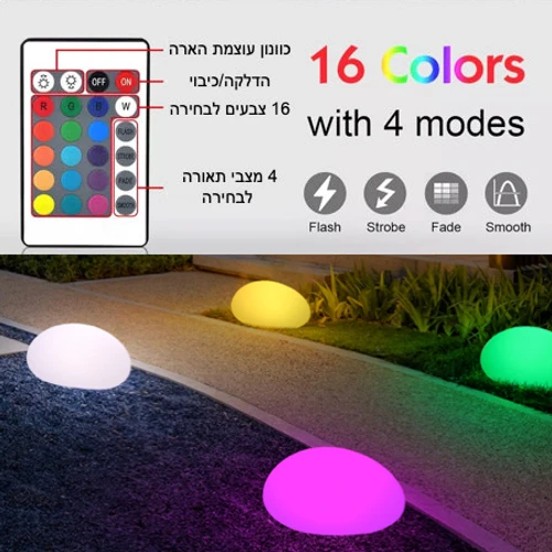 גוף תאורה סולארי דמוי חלוק אבן קוטר 40 ס