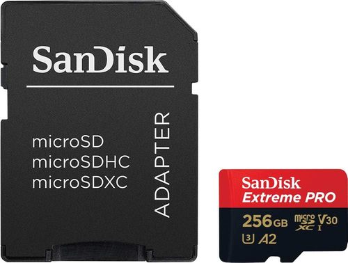 SanDisk Extreme PRO 256GB microSDXC UHS-I A2 Card with Adapter