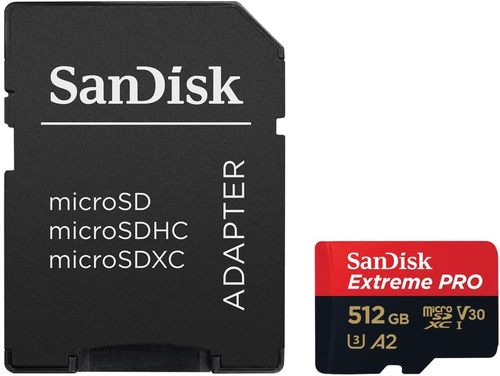 SanDisk Extreme PRO 512GB microSDXC UHS-I A2 Card with Adapter