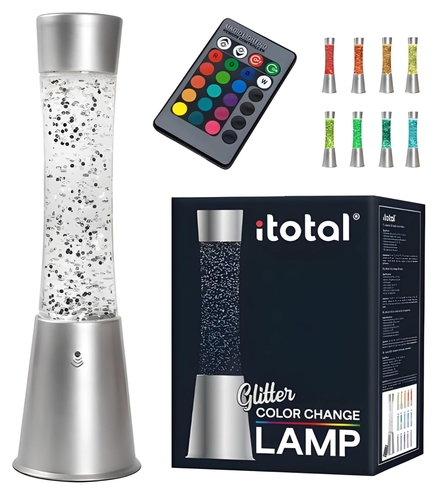 מנורת נצנצים Glitter Lamp מחליפה צבעים עם שלט i-Total 