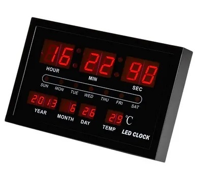 שעון קיר דיגיטלי Led עם תאריך, יום וטמפ'