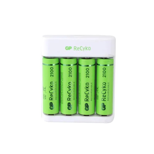 מטען סוללות 4xAA USB ירוק
