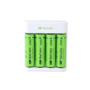 מטען סוללות 4xAA USB ירוק
