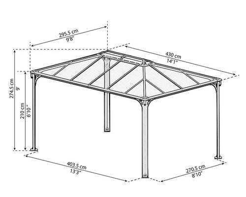 גזיבו לגינה Martinique אפור כהה 3x4.3
