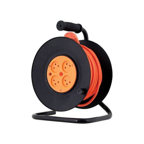 תוף כבל מאריך 20 מטר 4 שקעים+מפסק הגנה