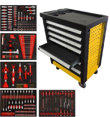 עגלת כלים 7 מגירות מאובזרת 253 חלקים ROHER TOOLS 1127222      