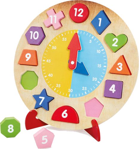 שעון לימודי מעץ משולב התאם צורה