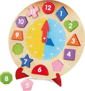 שעון לימודי מעץ משולב התאם צורה