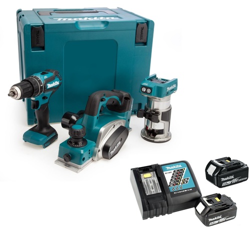 סט מקצוע + טרימר + מברגה כולל סוללות 5AH מבית MAKITA