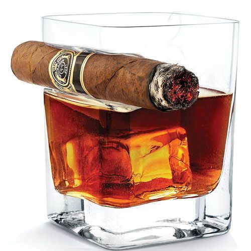 כוס וויסקי מחזיק סיגר Whiskey & Cigar