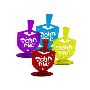 קישוטי שולחן אקרליים סביבון צבעוני - 4 יח