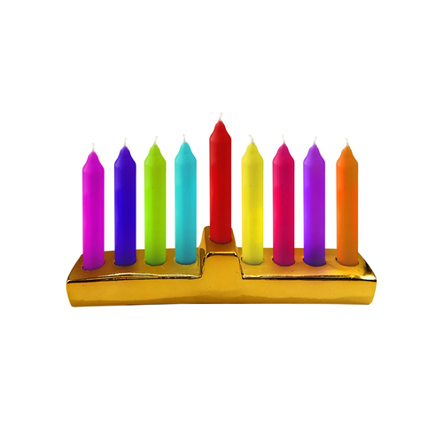 חנוכיית קרמיקה מוזהבת