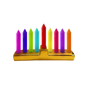 חנוכיית קרמיקה מוזהבת