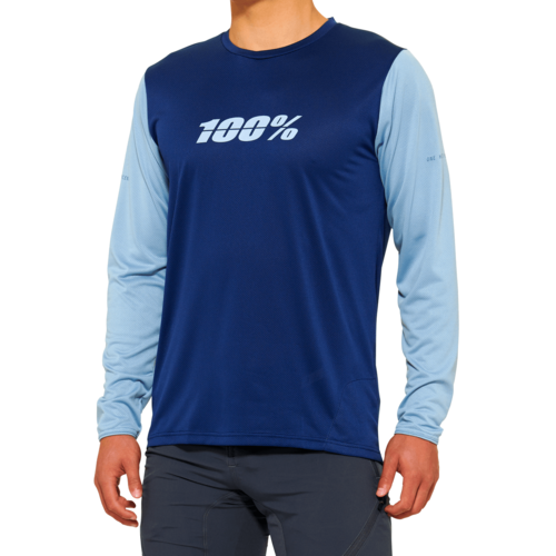 חולצת רכיבה שרוול ארוך 100% כחול / תכלת  - 100% RIDECAMP JERSEY