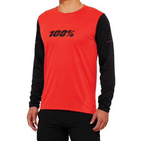 חולצת רכיבה שרוול ארוך 100% אדום / שחור  - 100% RIDECAMP JERSEY