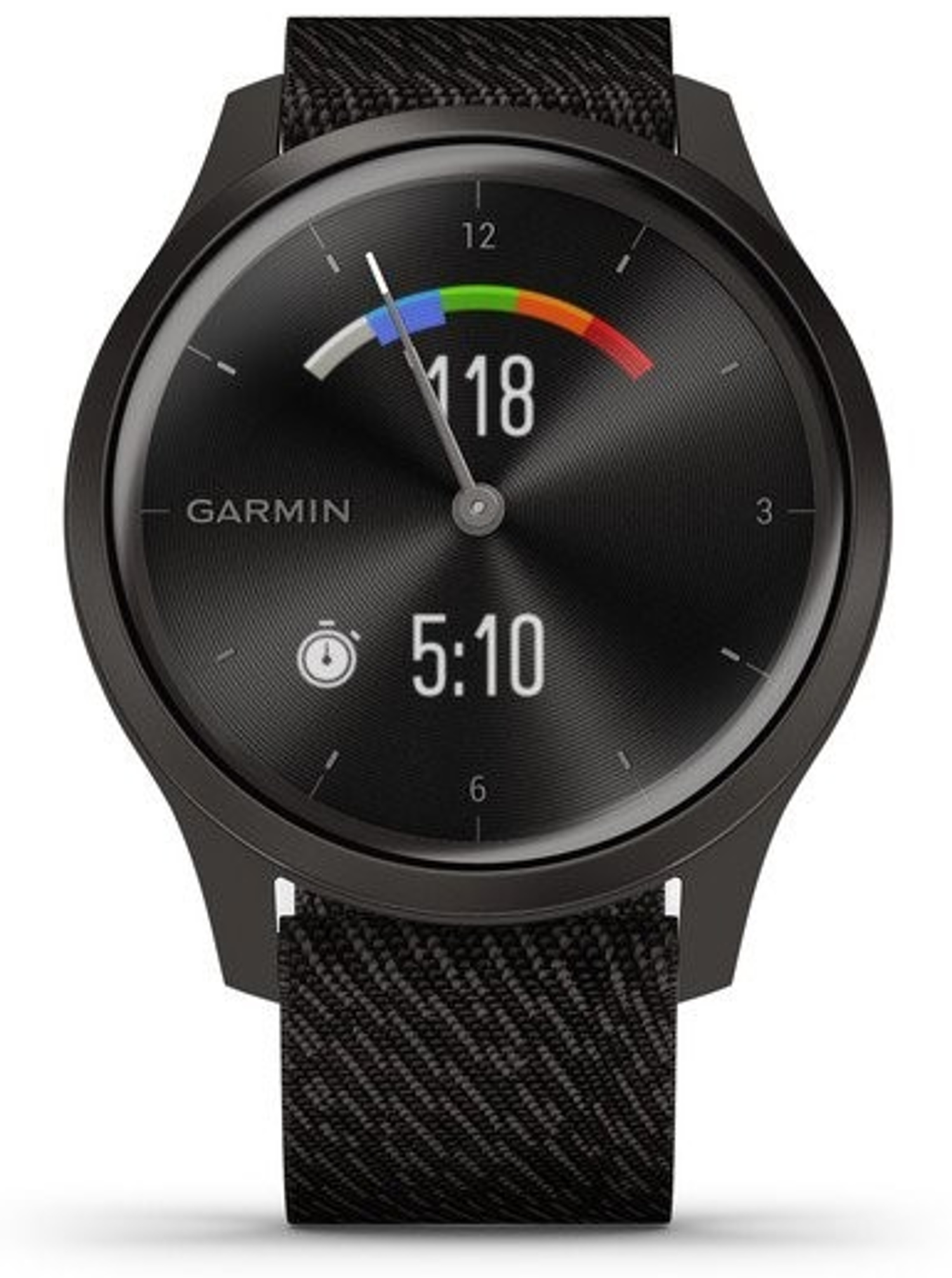 שעון חכם Vivomove Style – Graphite Aluminium Case with Black Pepper Woven Nylon Band