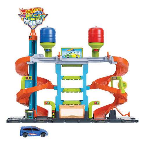 מסלול מגדל שטיפת מכוניות משנה צבע ורכב - HOT WHEELS HDP05