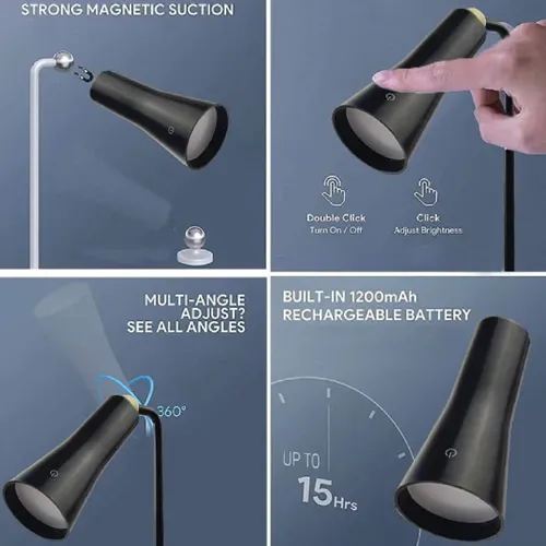 מנורת שולחן PALERMO נטענת 3W עם חיבור USB- שחור/לבן SM-LAMP-5V