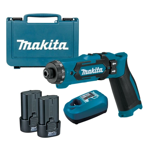 מברגה מתקפלת מלפפון נטענת + 2 סוללות + מטען Makita DF012D 7.2V 1.5Ah