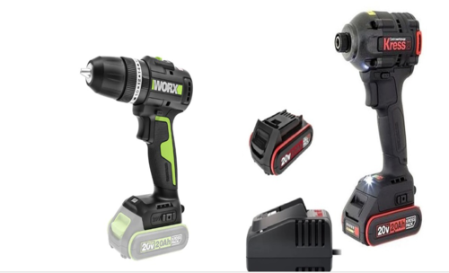  סט מברגת אימפקט נטענתBRUSHLESS + מברגת מברגה/ מקדחה פוטר נטענת 20V  WORX WE213.10