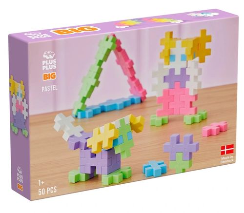 משחק הרכבה 50 חלקים גדולים בצבעי פסטל לבנייה חופשית לגילאי שנה ומעלה