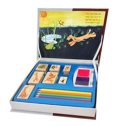 ערכה עם 7 חותמות, כריות דיו ועפרונות בקופסא רב פעמית - איה פלוטו