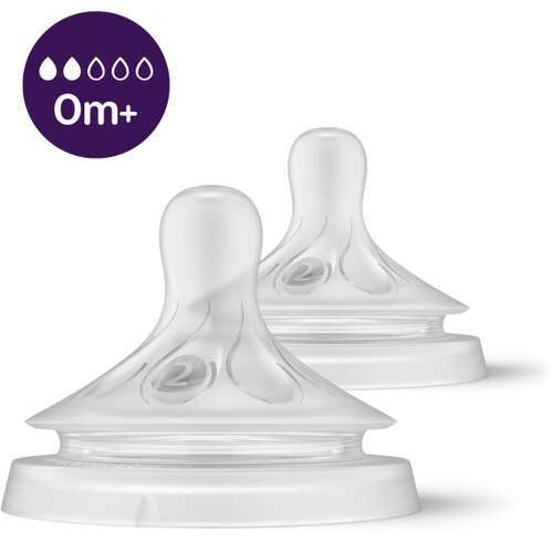 זוג פטמות האכלה לבקבוקי Avent Natural Response - גילאי 0+, זרימה שלב 2