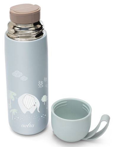 בקבוק/תרמוס טרמי 400 מ''ל עם שסתום לחץ, כוס שתייה ורצועת נשיאה  - אפור שועל