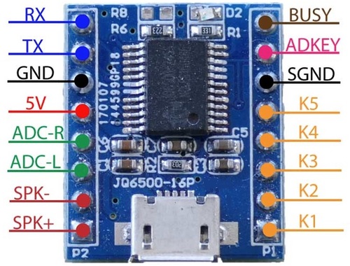 מודול נגן MP3 מודול קול  IC 16MBIT  HW896 JQ6500