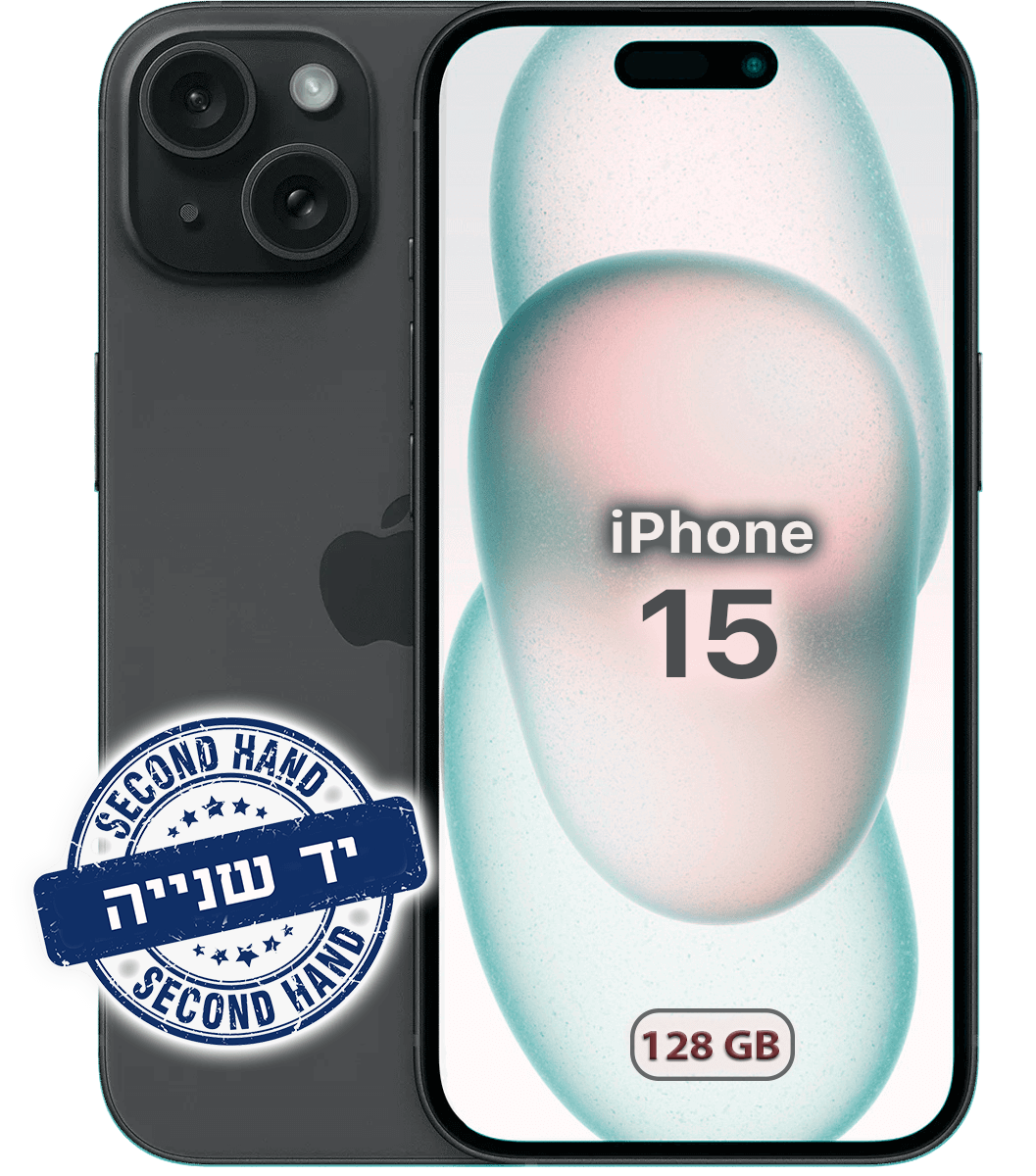 יד שנייה טלפון סלולרי Apple iPhone 15 128GB צבע שחור סוללה 83%
