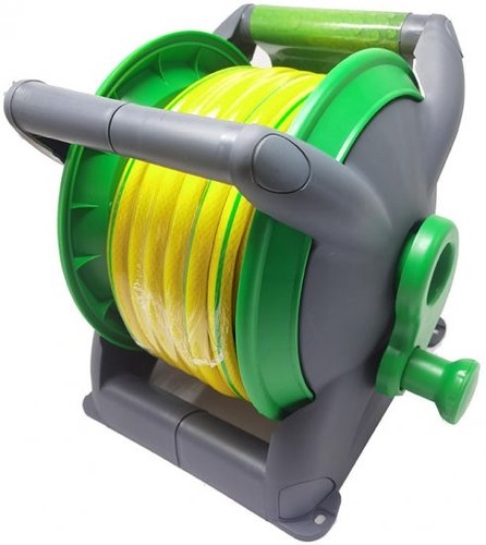 גלגלת עם צינור השקיה 15 מטר + מחברים תוצרת GREEN
