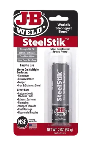 אפוקסי פלסטלינה מחוזק פלדה למתכת J-B WELD